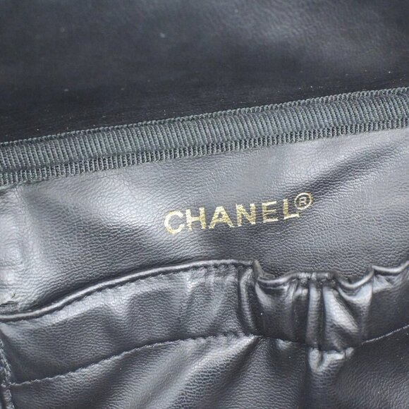 CHANEL CC Logo Bicolore Vanity Hand Bag Leather Black GHW Italy authentic - Picture 12 of 15